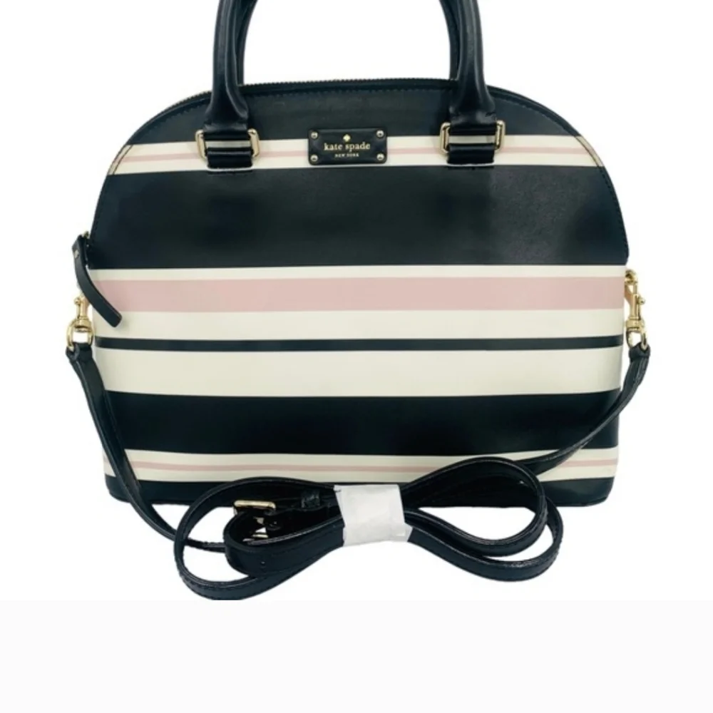 BNWOT Kate Spade Grove Street "Carli" Black, Pink, Cream White Striped Satchel - Picture 9 of 10